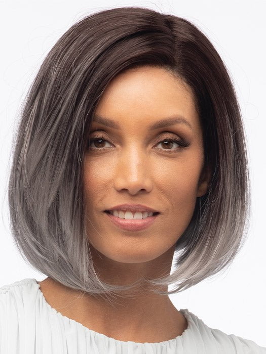 JAMISON by Estetica in GRAYDIENT-STORM | Dark Brown Roots that Melt into Light Gray and Silver Tones Towards the Ends